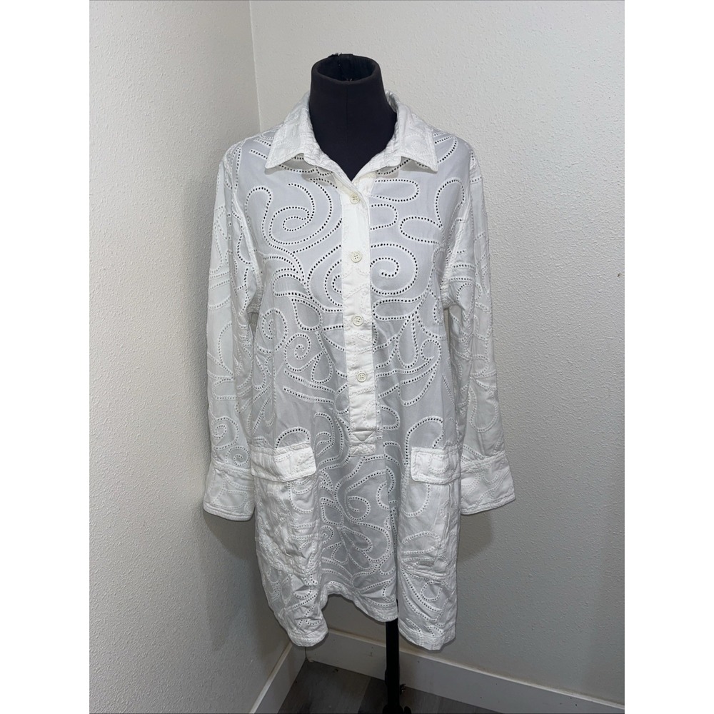 SOLID & STRIPED Eyelet- Embroidered Cotton Shirt Dress Size XS Button